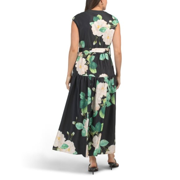 NANCY YANG Black Floral Print Button Down Maxi Dress - Picture 2 of 2
